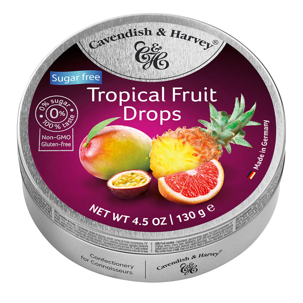 Wholesale Cavendish & Harvey Sugar Free Tropical Drops 4.5 Oz Tin- Bulk