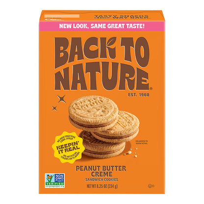 Wholesale Back To Nature Peanut Butter Creme Sandwich Cookies 8.25 Oz Box- Bulk