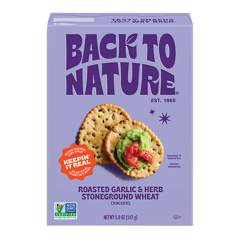 Wholesale Back To Nature Roasted Garlic & Herb Crackers 5 Oz Box- Bulk