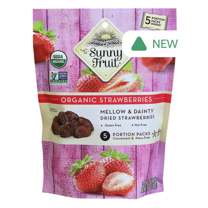 Wholesale Sunny Fruit Organic Dried Strawberries 3.5 Oz Pouch- Bulk