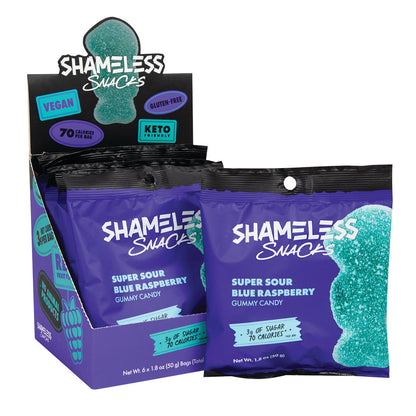 Wholesale Shameless Snacks Sour Blue Raspberry Gummy Candy 1.08 Oz Bag- Bulk