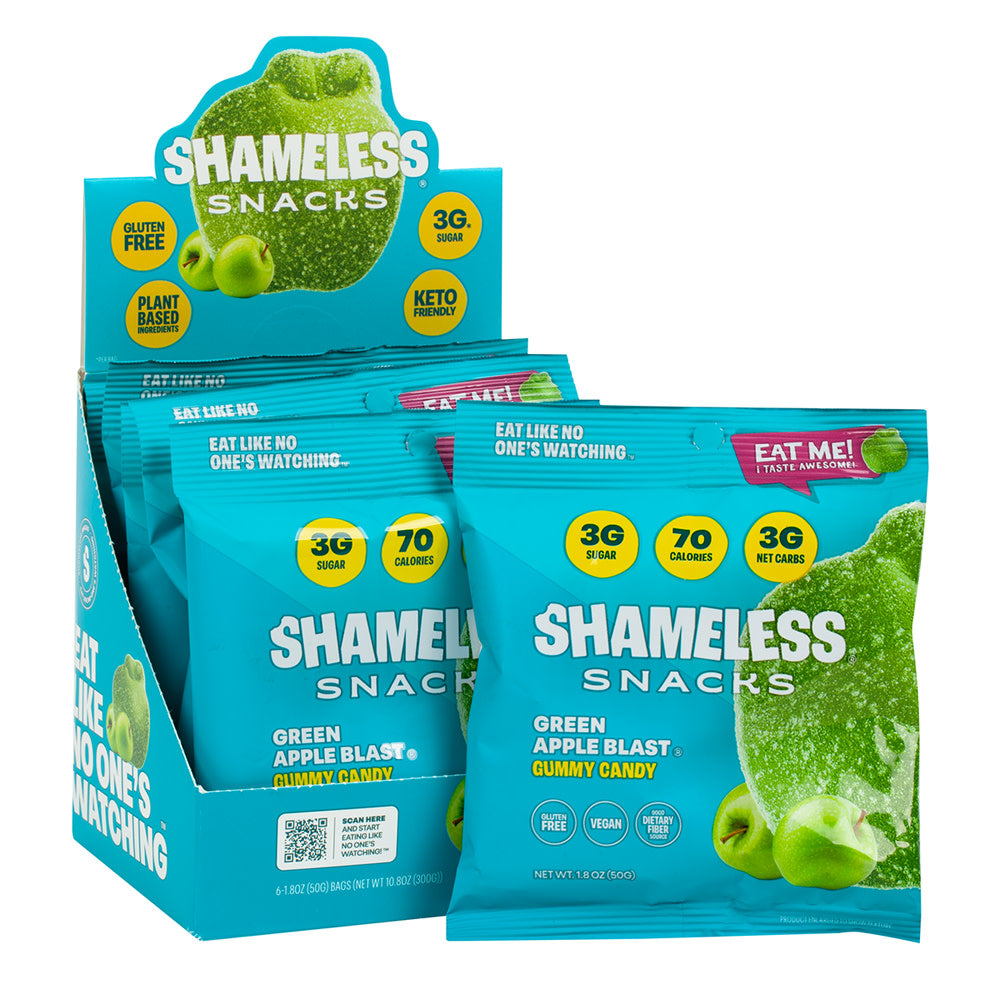 Wholesale Shameless Snacks Green Apple Blast Gummy Candy 1.08 Oz Bag- Bulk