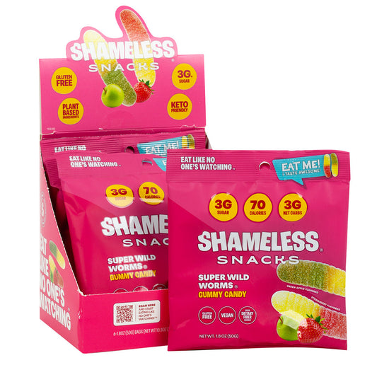 Wholesale Shameless Snacks Super Wild Worms Gummy Candy 1.08 Oz Bag- Bulk