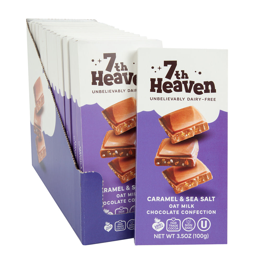 Wholesale 7Th Heaven Caramel & Sea Salt Oat Milk Chocolate Confection Bar 3.5 Oz- Bulk