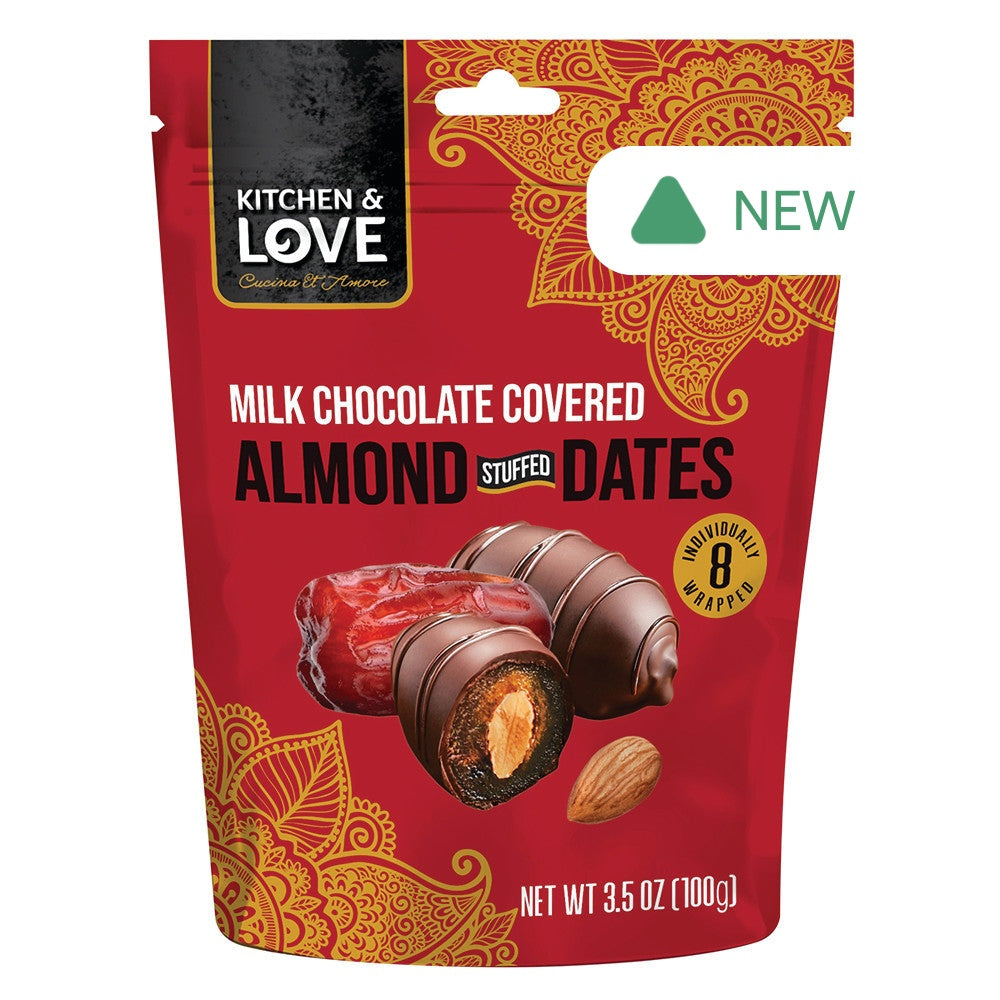 Wholesale Kitchen & Love Milk Chocolate Almond Stuffed Dates 3.5 Oz Bag- Bulk