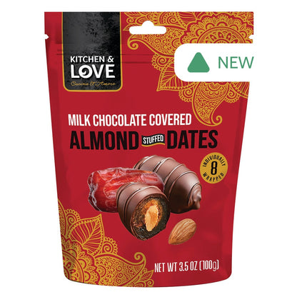 Wholesale Kitchen & Love Milk Chocolate Almond Stuffed Dates 3.5 Oz Bag- Bulk