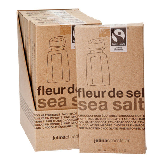 Wholesale Jelina 72% Dark Chocolate Sea Salt 3.35 Oz Bar- Bulk