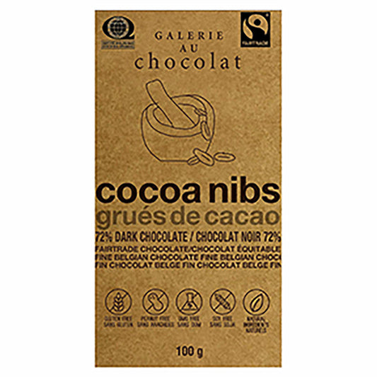 Wholesale Jelina 72% Dark Chocolate Cocoa Nibs 3.52 Oz Bar- Bulk
