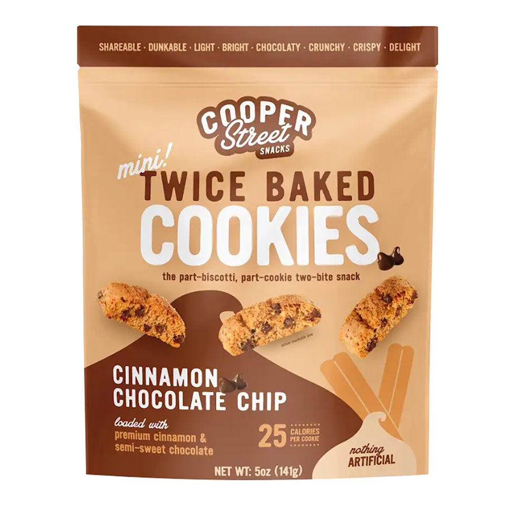 Wholesale Cooper Street Cinnamon Chocolate Chip Twice Baked Cookies 5 Oz Pouch- Bulk