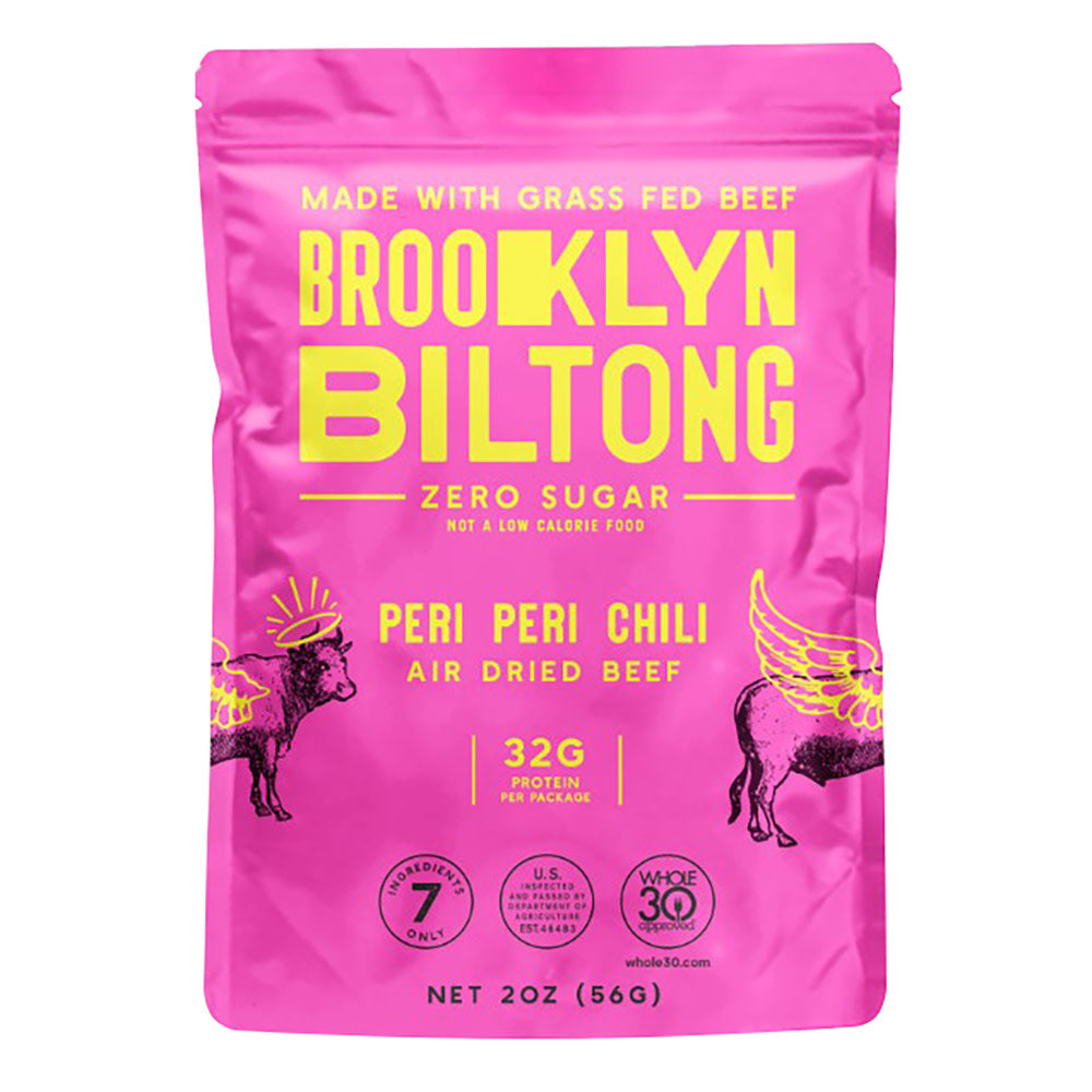 Wholesale Brooklyn Biltong Peri Peri Chili Air-Dried Beef 2 Oz Pouch- Bulk