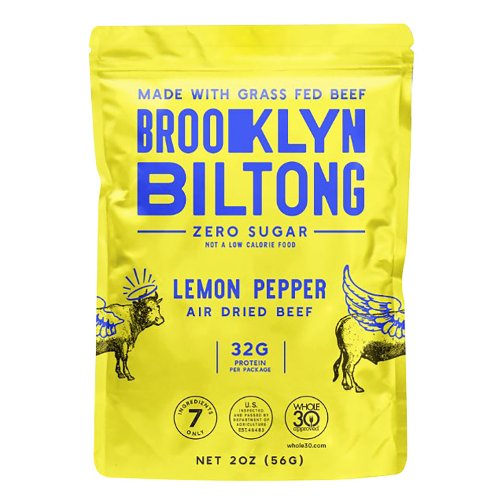 Wholesale Brooklyn Biltong Lemon Pepper Air-Dried Beef 2 Oz Pouch- Bulk