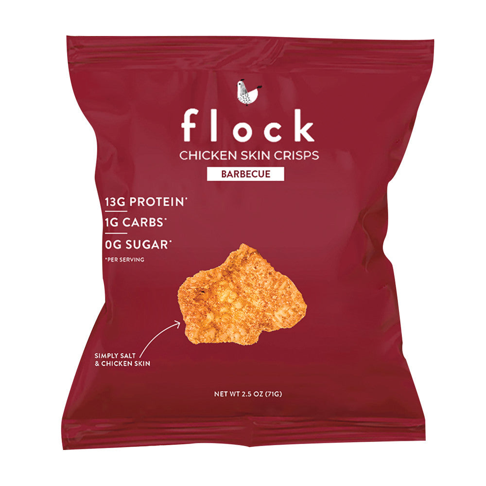 Wholesale Flock Chicken Skin Crisps Barbecue 2.5 Oz Bag- Bulk