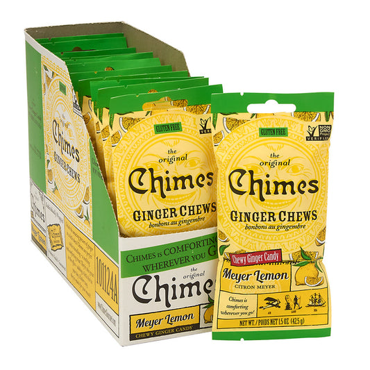 Wholesale Chimes Meyer Lemon Ginger Chews Convenience Pack 1.5 Oz Peg Bag- Bulk