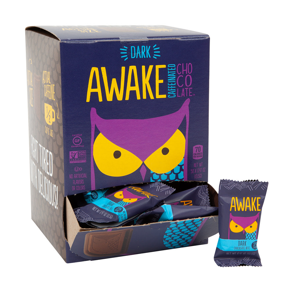 Wholesale Awake Bites Caffeinated Dark Chocolate 0.47 Oz- Bulk