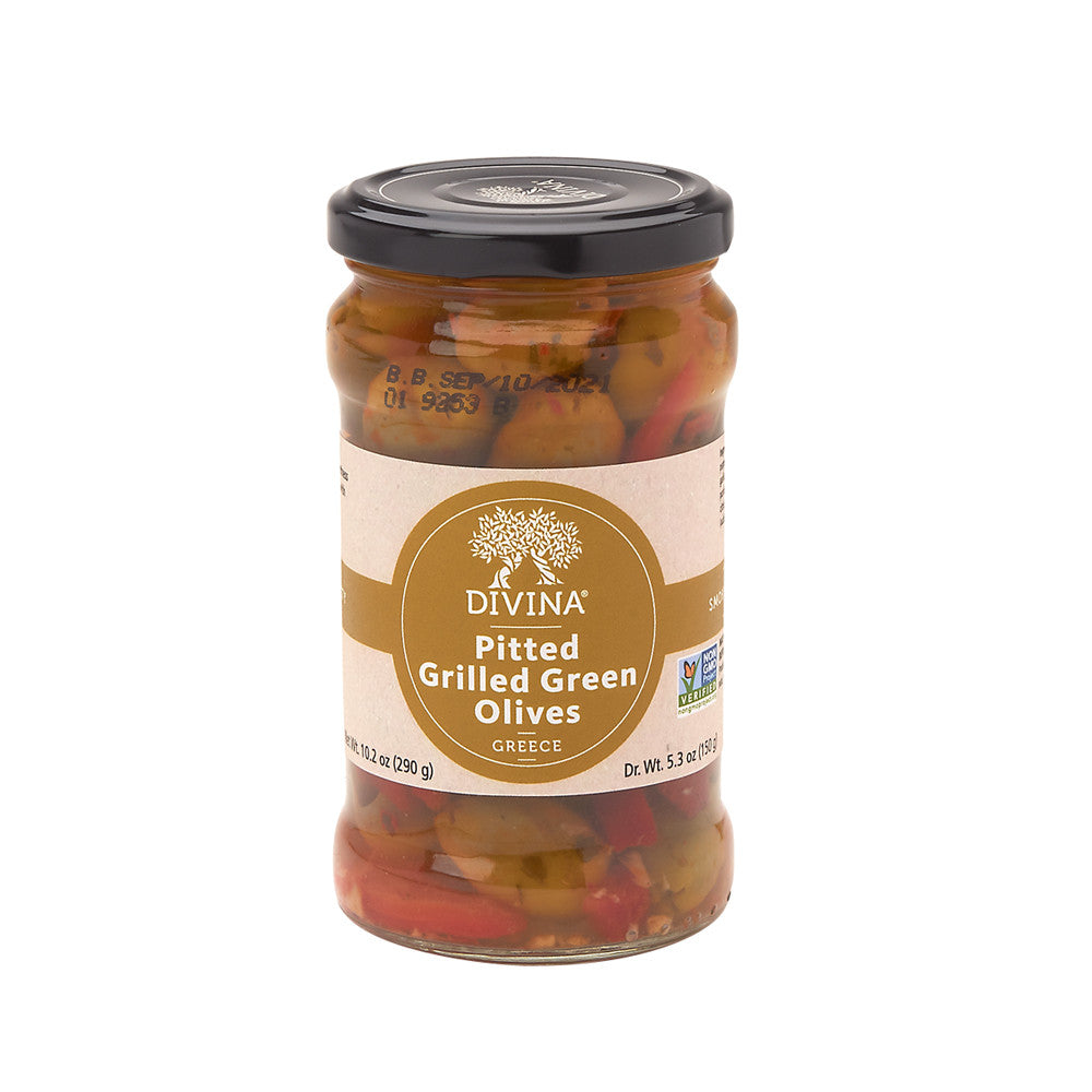 Wholesale Divina Pitted Grilled Green Olives 5.3 Oz Jar- Bulk