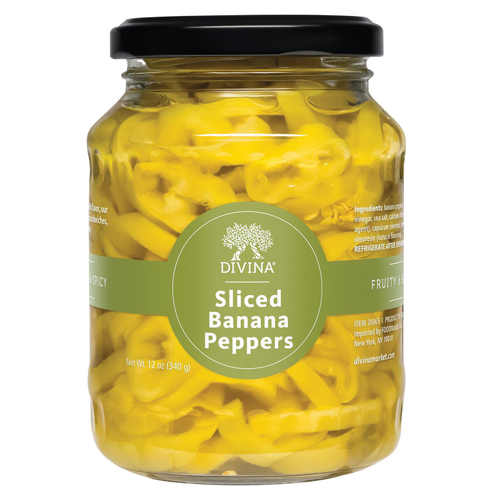 Wholesale Divina Sliced Banana Peppers 12 Oz Jar- Bulk