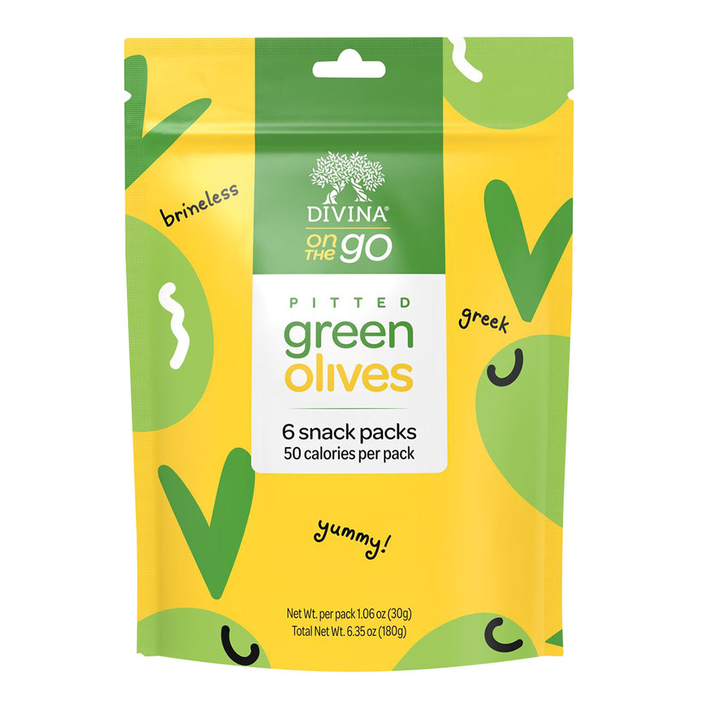 Wholesale Divina On The Go Green Pitted Olives 6.35 Oz Bag- Bulk