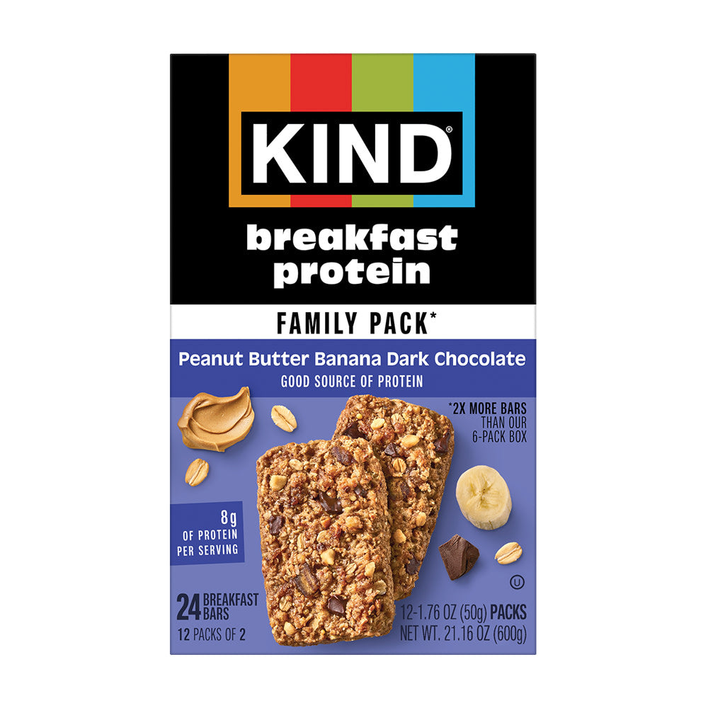 Wholesale Kind Breakfast Protein Peanut Butter Banana Dark Chocolate Bars 12Ct Box- Bulk
