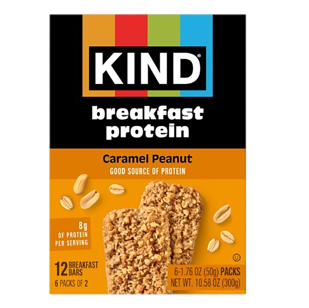 Wholesale Kind Breakfast Protein Bar Caramel Peanut Pack 5 10.58 Oz Box- Bulk