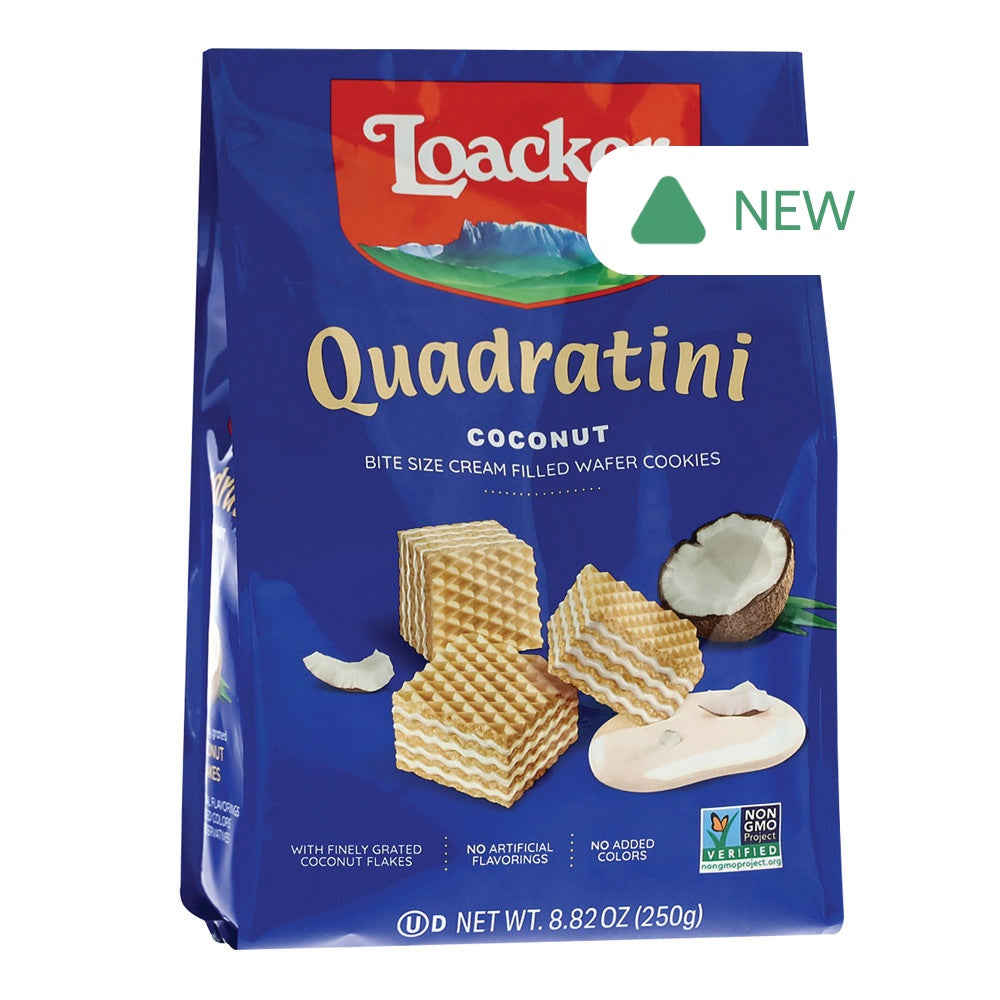 Wholesale Loacker Quadratini Coconut 8.82 Oz Bag- Bulk