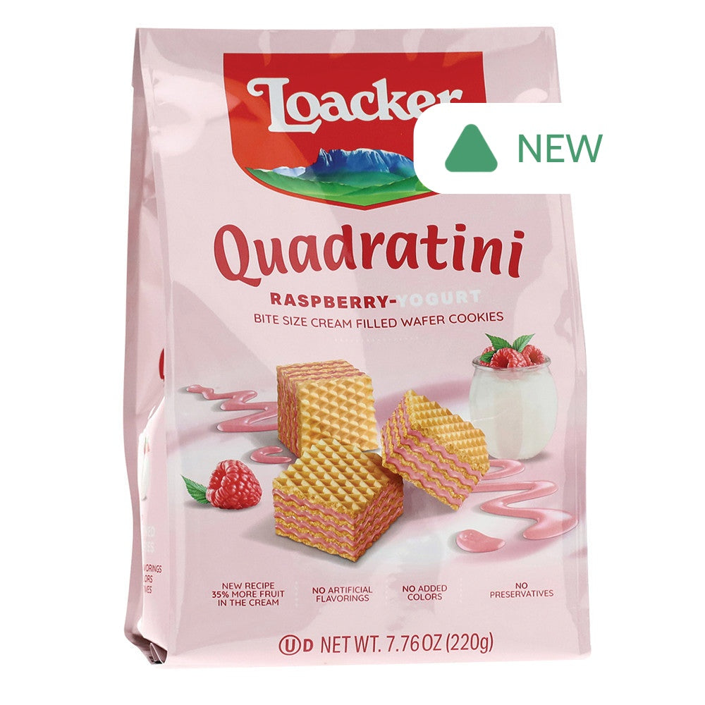 Wholesale Loacker Quadratini Raspberry Yogurt 7.76 Oz Bag- Bulk