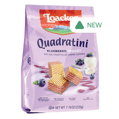 Wholesale Loacker Quadratini Blueberry Yogurt 7.76 Oz Bag- Bulk