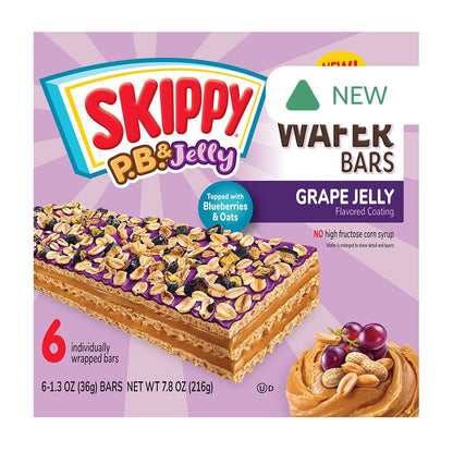 Wholesale Skippy Peanut Butter & Grape Jelly Coated Wafer Bars 7.8 Oz Box- Bulk