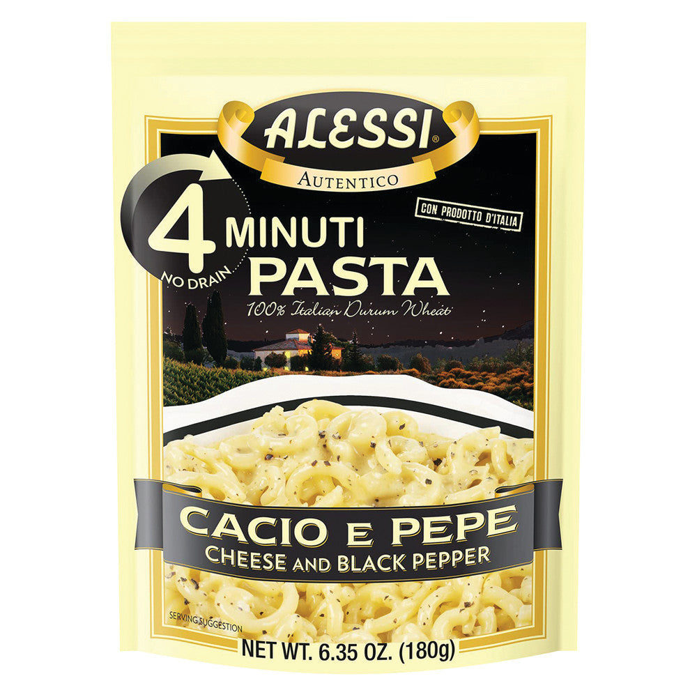 Wholesale Alessi Cheese & Black Pepper 4 Minute Pasta 6.35 Oz Pouch- Bulk