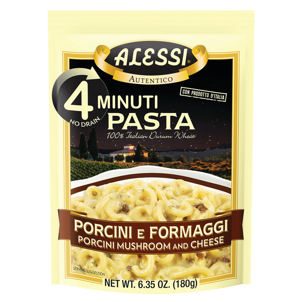 Wholesale Alessi Porcini Mushroom & Cheese 4 Minute Pasta 6.35 Oz Pouch- Bulk
