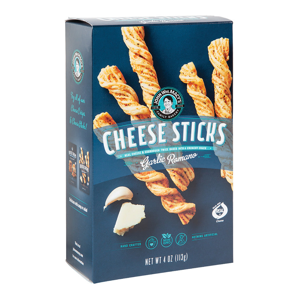John Wm. Macy'S Garlic Romano Cheese Sticks 4 Oz Box