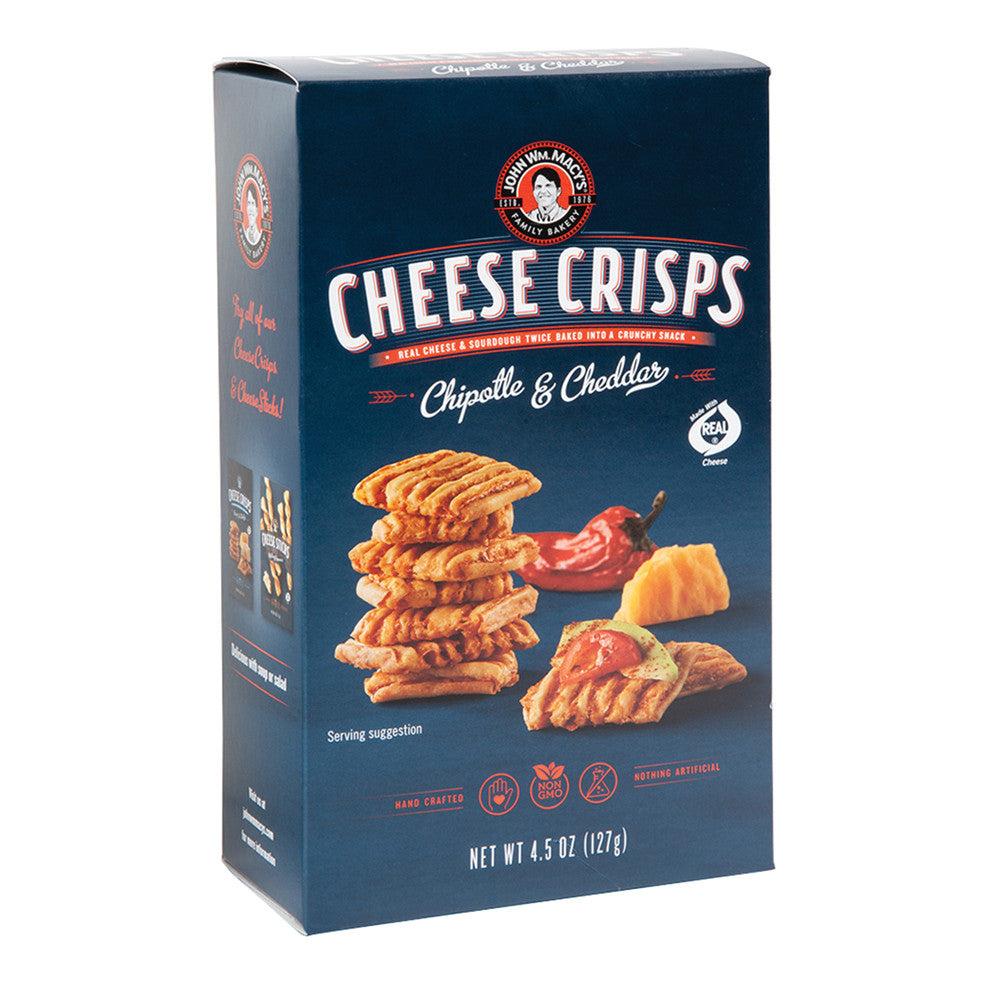 Wholesale John Wm. Macy'S Chipotle And Cheddar Cheese Crisps 4.5 Oz Box- Bulk