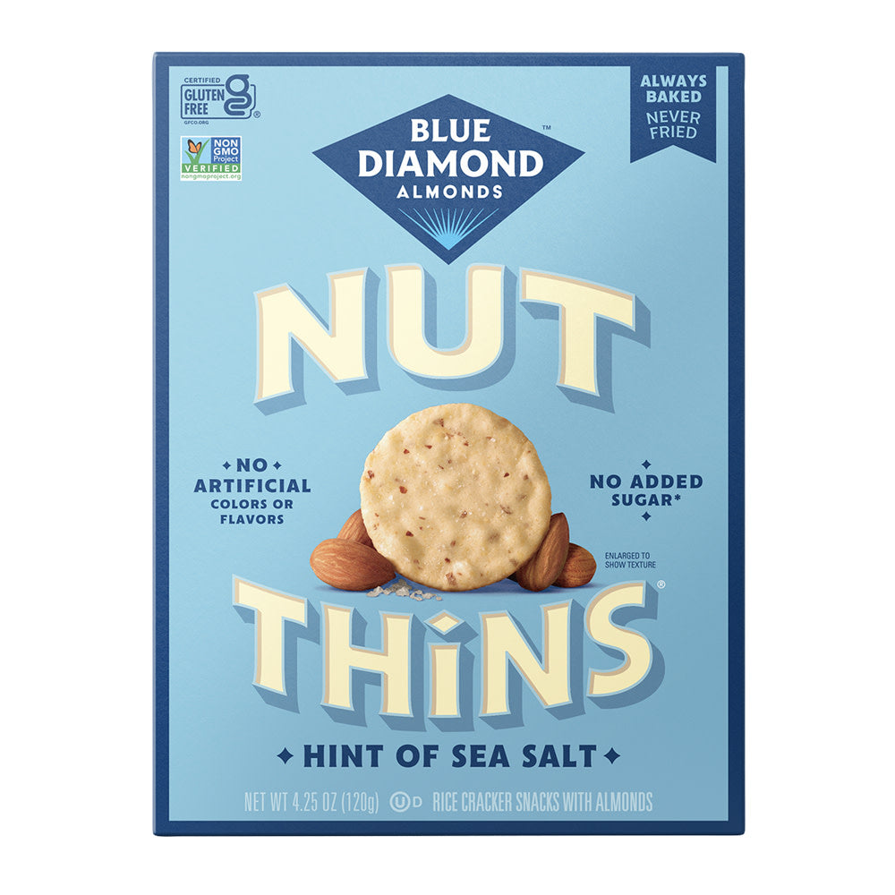 Wholesale Blue Diamond Nut-Thins Hint Of Sea Salt Gluten Free Crackers 4.25 Oz Box- Bulk