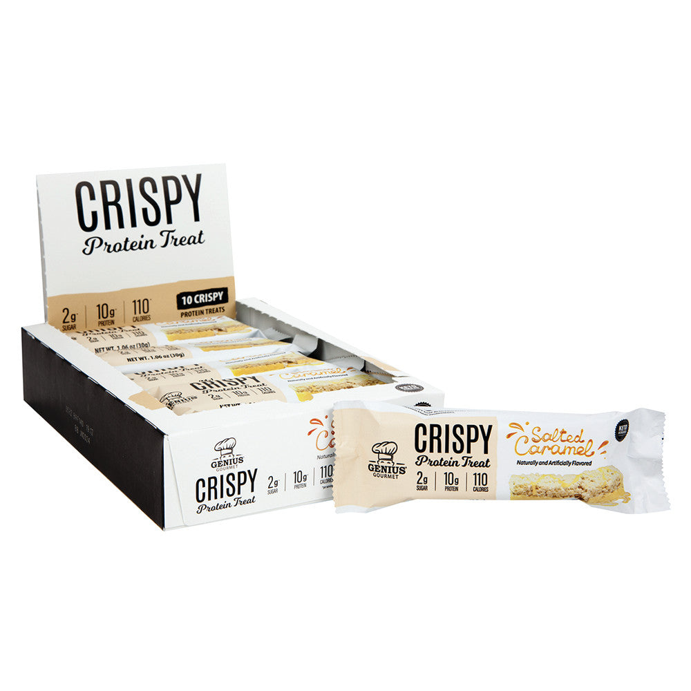 Wholesale Genius Gourmet Crispy Protein Bar Salted Caramel 1.06 Oz- Bulk