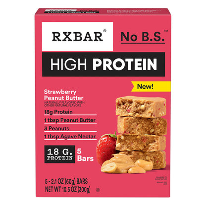 Wholesale Rx Bar - High Protein Peanut Butter Stwbrybar(5Ct) - 10.5Oz- Bulk