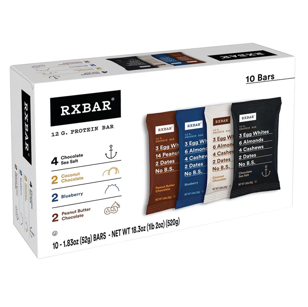 Wholesale Rx Bar 4 Flavor Variety Pack 10 Count 18.3 Oz Box- Bulk