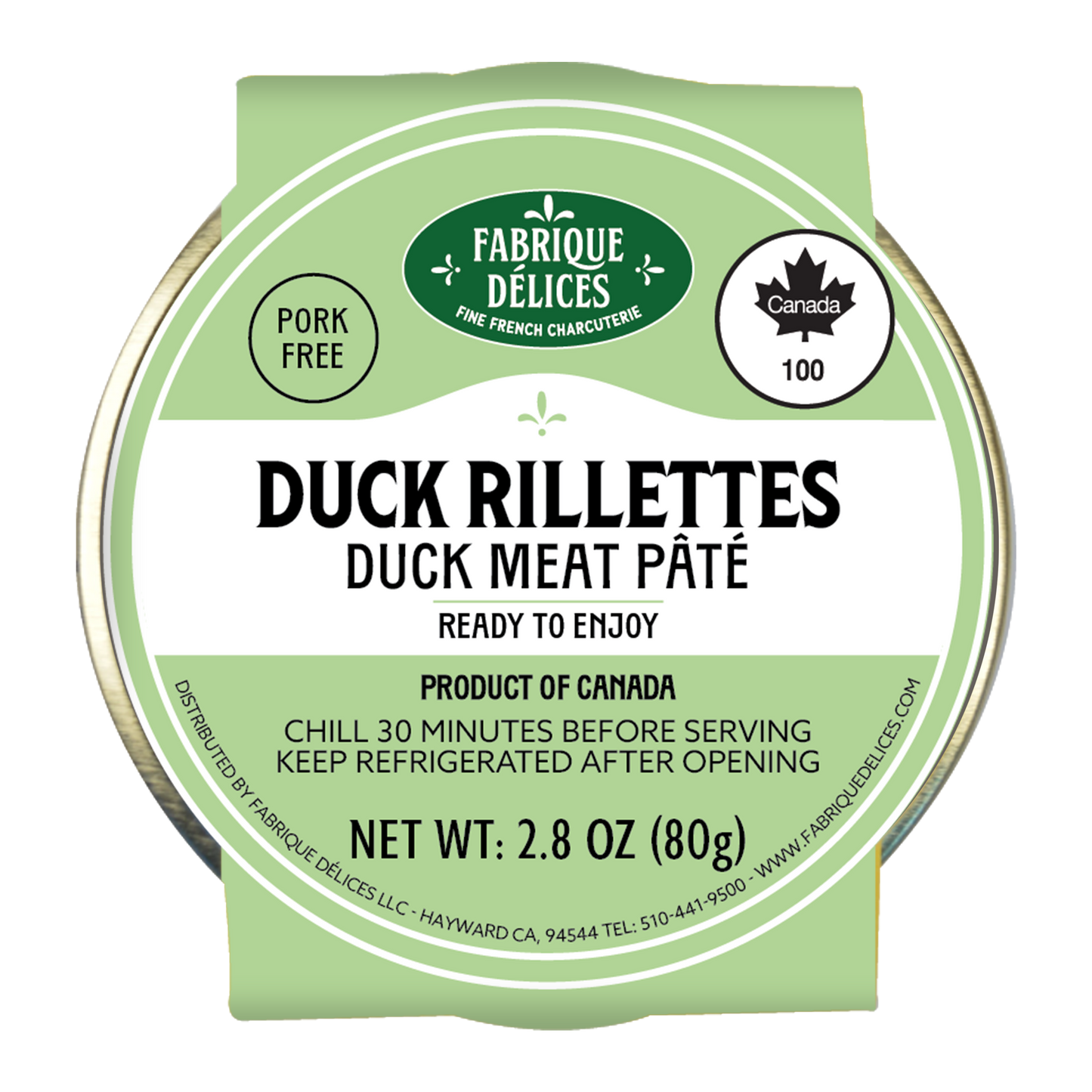 Wholesale Fabrique Delices Duck Rillettes 3.1oz- Bulk
