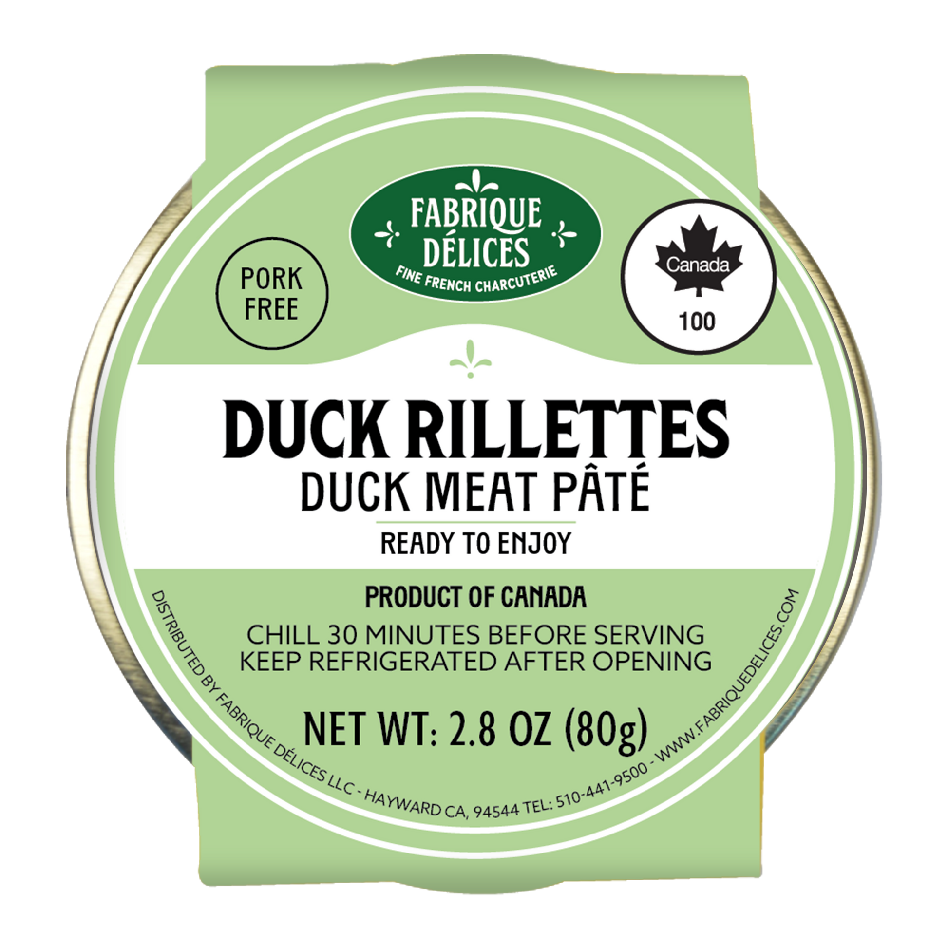 Wholesale Fabrique Delices Duck Rillettes 3.1oz- Bulk