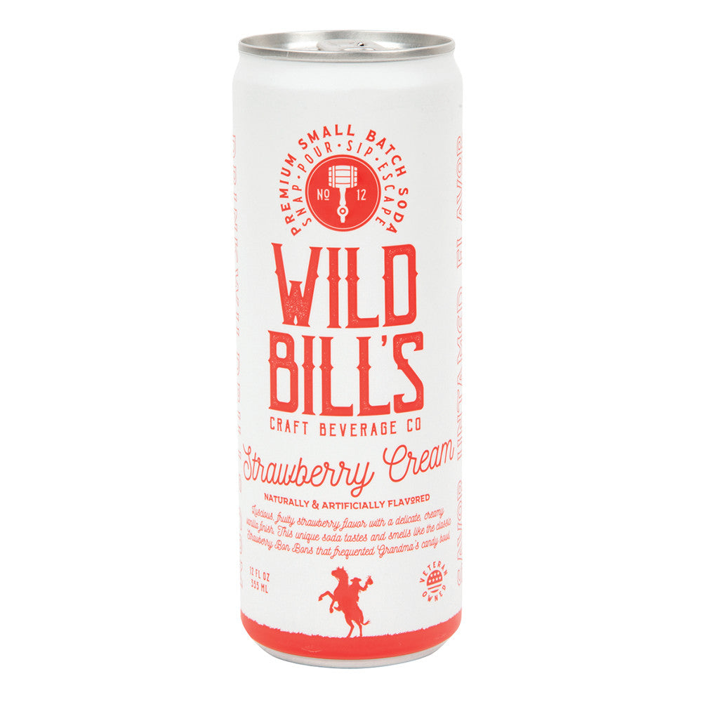 Wholesale Wild Bill’S Soda Strawberry Cream 12 Oz Can 12 Pack- Bulk