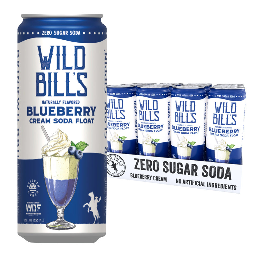Wholesale Wild Bill'S Zero Sugar Blueberry Cream Soda Float 12 Oz Can- Bulk