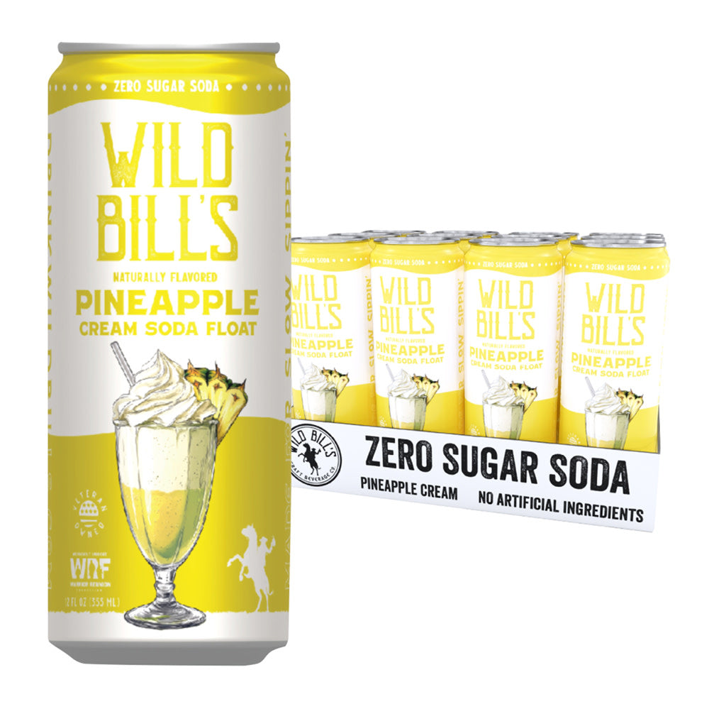 Wholesale Wild Bill'S Zero Sugar Pineapple Cream Soda Float 12 Oz Can- Bulk