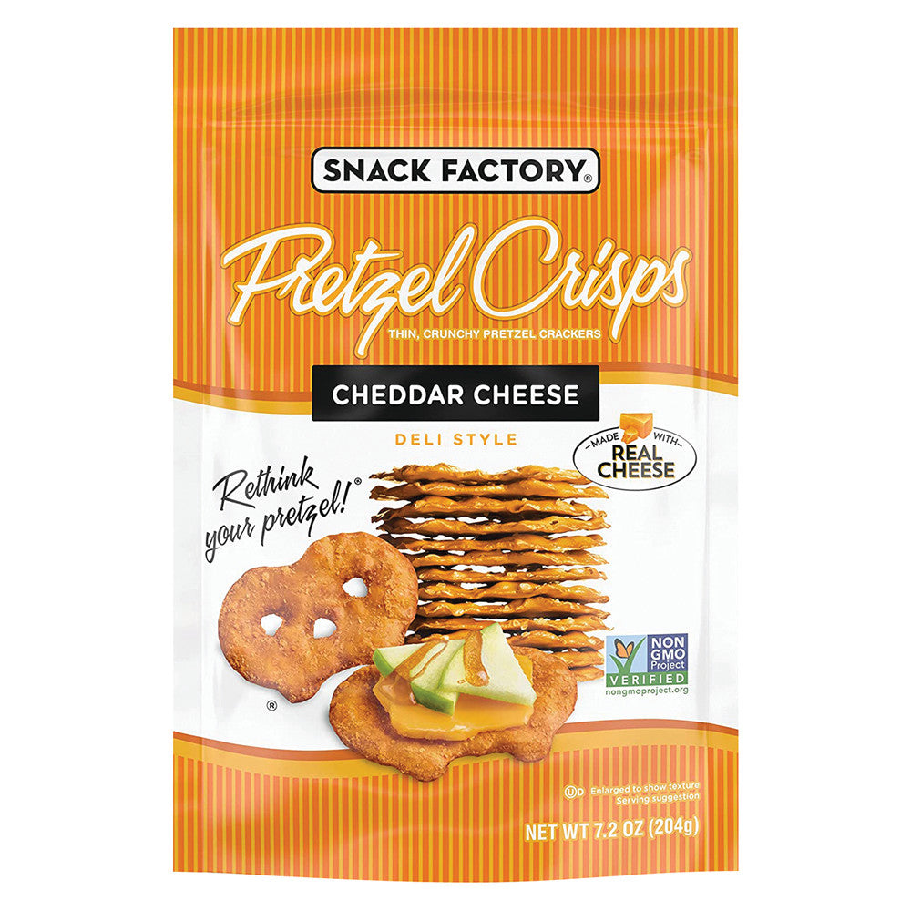 Wholesale Pretzel Crisps Cheddar Cheese 7.2 Oz Bag- Bulk