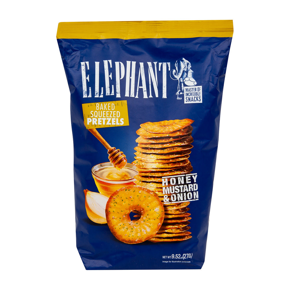 Wholesale Elephant Honey Mustard & Onion Pretzels 9.58 Oz Bag- Bulk