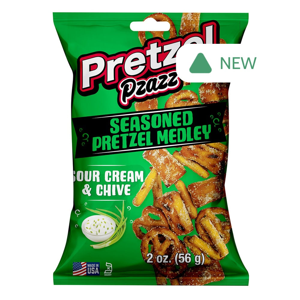 Wholesale Pretzel Pzazz Sour Cream & Chive Seasoned Pretzel Medley 2 Oz Bag- Bulk