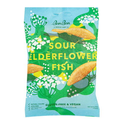 Wholesale Bonbon Sour Elderflower Fish 5.2 Oz Peg Bag- Bulk