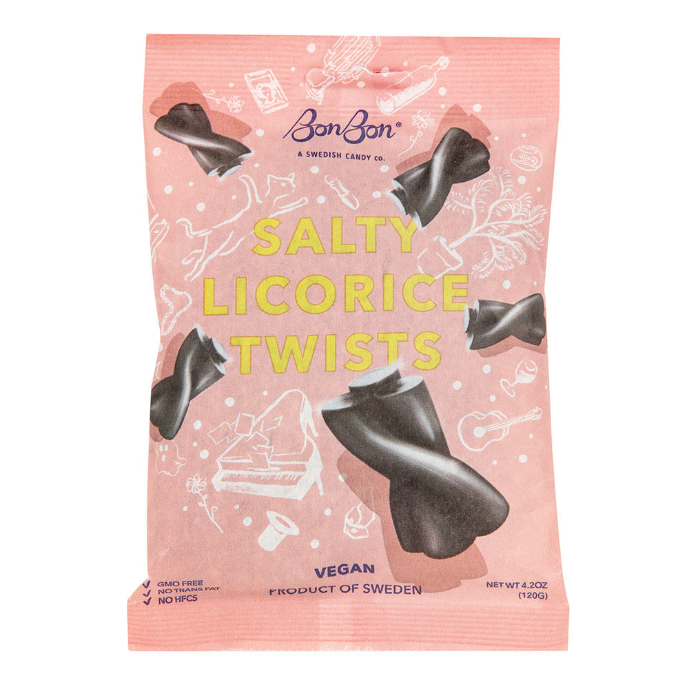 Wholesale Bonbon Salty Licorice Twists 5.2 Oz Peg Bag- Bulk