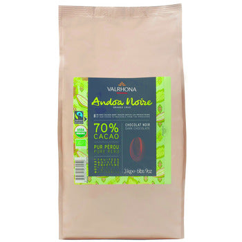 Wholesale Valrhona 70% Andoa Dark Chocolate Organic - Single Origin Peru 3kg- Bulk