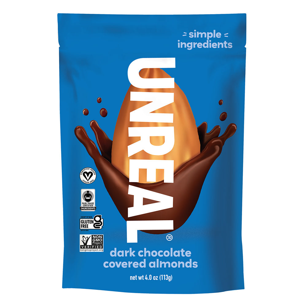 Wholesale Unreal Dark Chocolate Almonds 4 Oz Pouch- Bulk