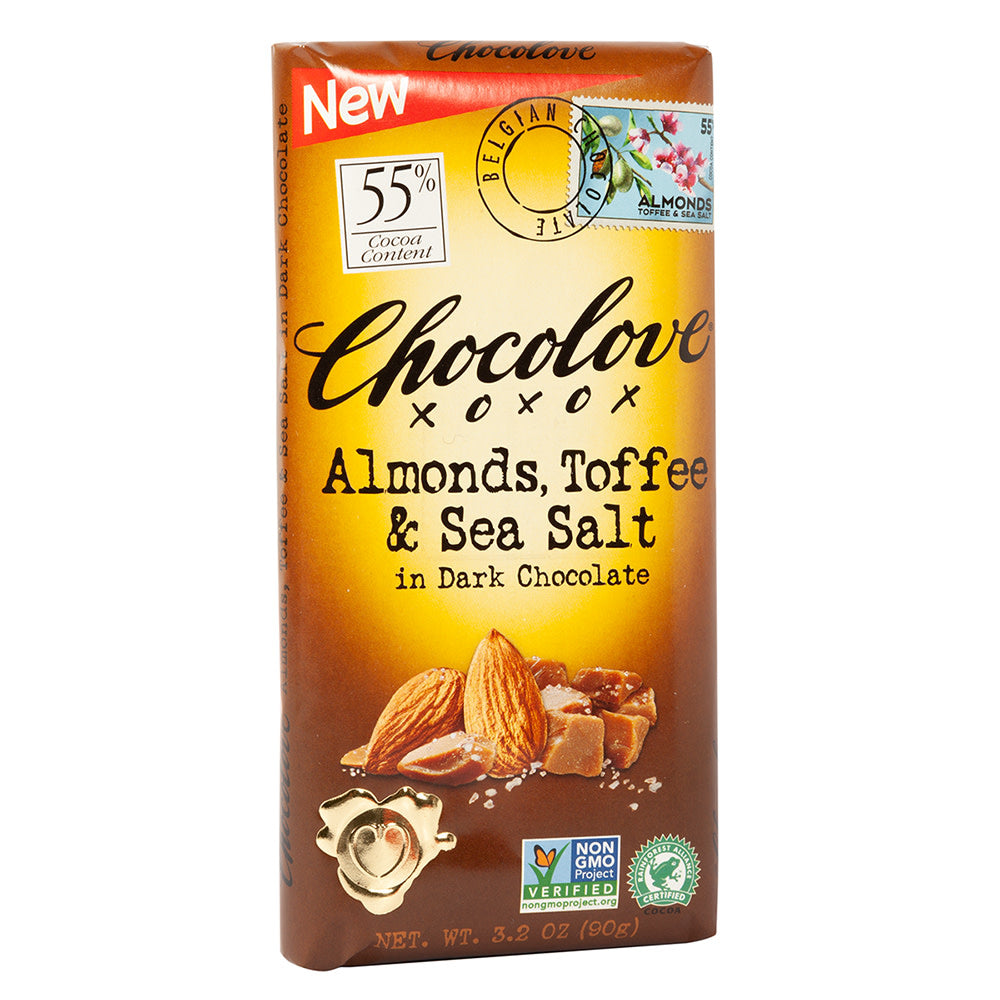 Wholesale Chocolove Dark Chocolate Almond Toffee And Sea Salt 3.2 Oz- Bulk