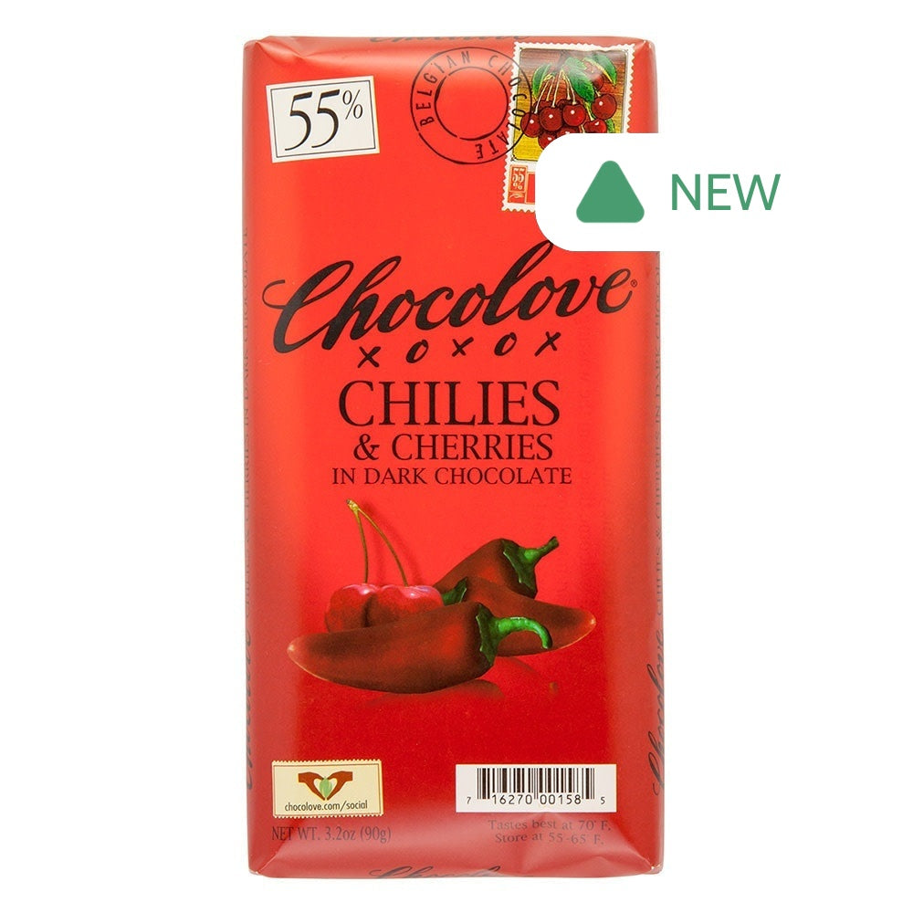 Wholesale Chocolove Chilies And Cherries In Dark Chocolate 3.2 Oz Bar- Bulk