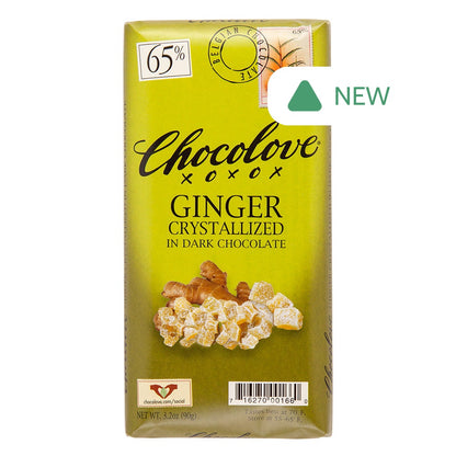 Wholesale Chocolove Crystallized Ginger In 65% Dark Chocolate 3.2 Oz Bar- Bulk